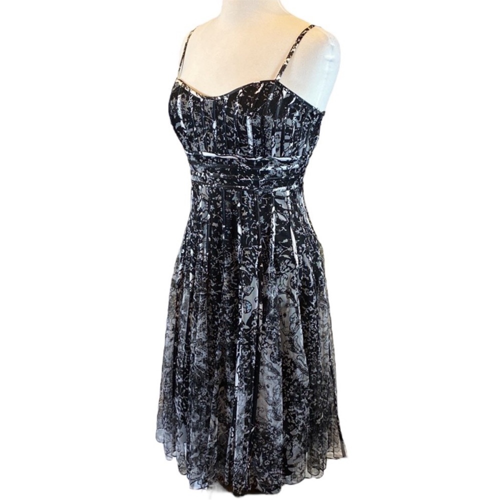 JS Collections Fit and Flare Net Overlay Dress